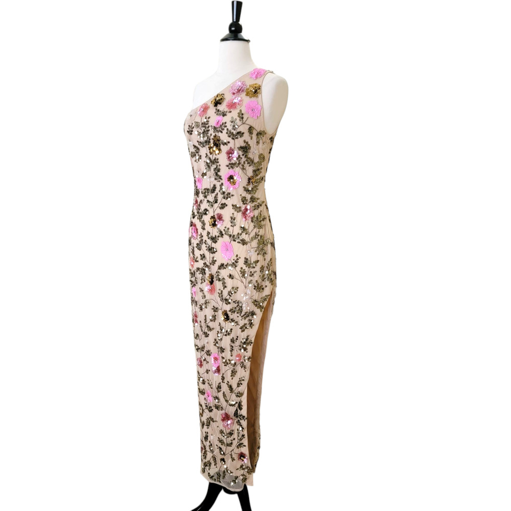Mac Duggal One-Shoulder Floral Sequin Maxi Dress - Picture 8 of 13